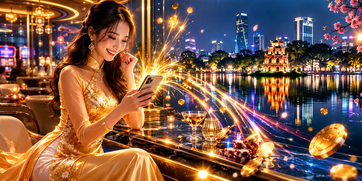Người dùng Hà Nội truy cập 5100 High Roller trên điện thoại di động trong trang phục áo dài